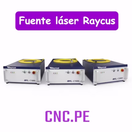 Raycus laser source of 1000W, 1500W y 2000W para corte de metales. Ideales para CNC de corte, logran cortes limpios en acero inoxidable, aluminio, latón.