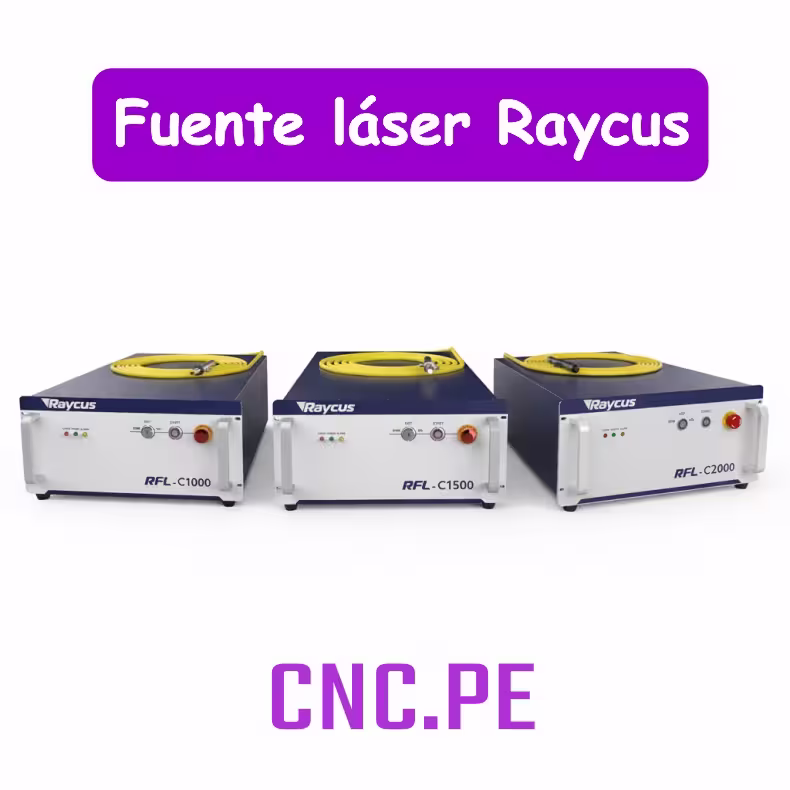 Fuente laser Raycus Raycus laser source of 1000W, 1500W y 2000W para corte de metales. Ideales para CNC de corte, logran cortes limpios en acero inoxidable, aluminio, latón.