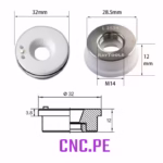 Compra el soporte de boquilla cerámica RAYTOOLS Ø32mm con rosca interna M14. Repuesto original para cabezales de corte láser de fibra.