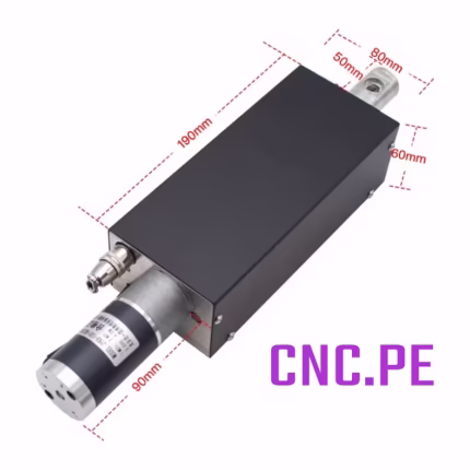 Actuador de plasma con recorrido de 100mm y motorreductor de 24V. Ideal para máquinas CNC plasma, brinda precisión, durabilidad y fácil instalación.