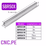 Descubre la guía lineal SBR50 con eje cromado de 50 mm y pedestal de aluminio.